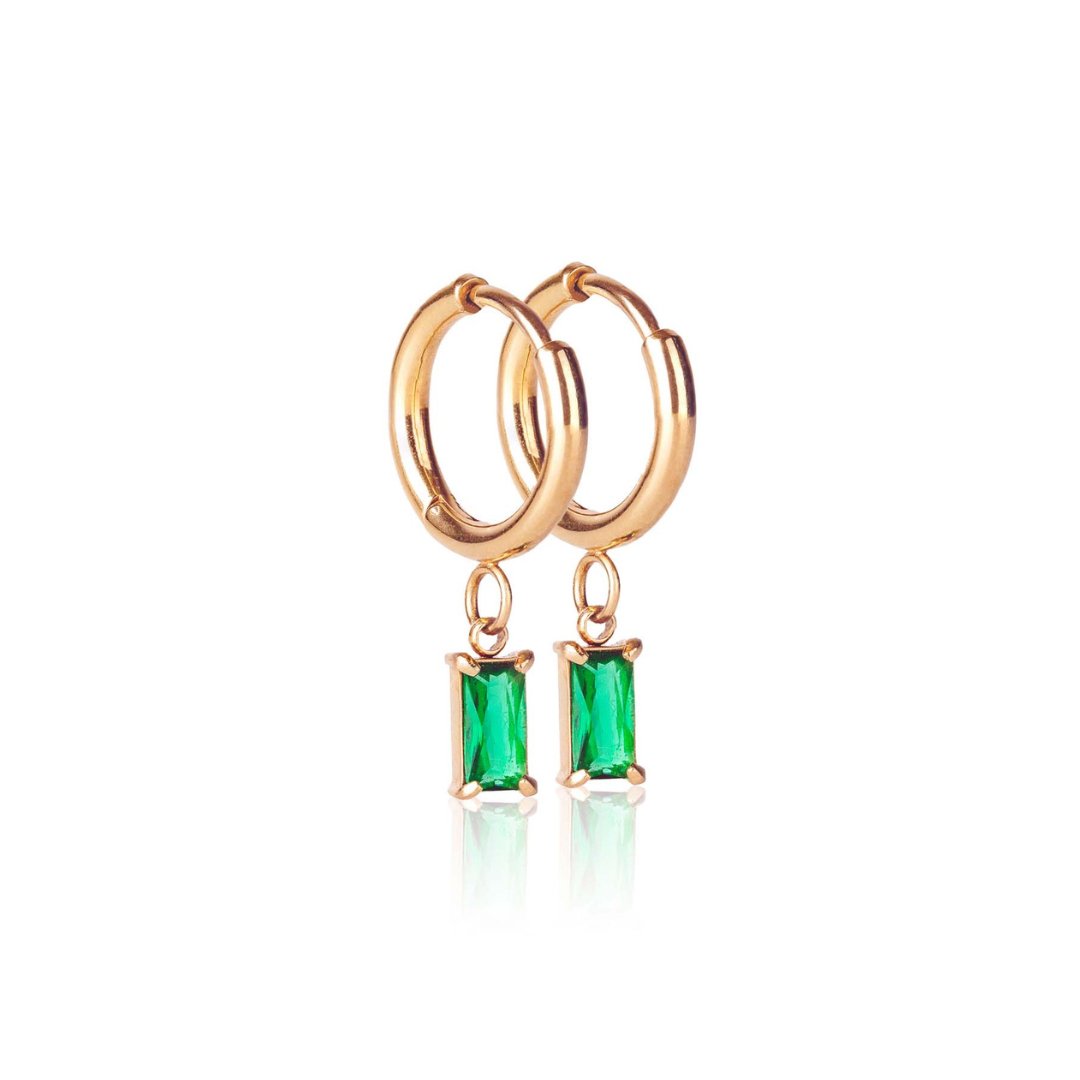 Luxe Drop Huggie Earrings - Emerald-EVER Jewellery-stride