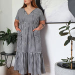 Tropical Maxi Dress // Gingham B&W