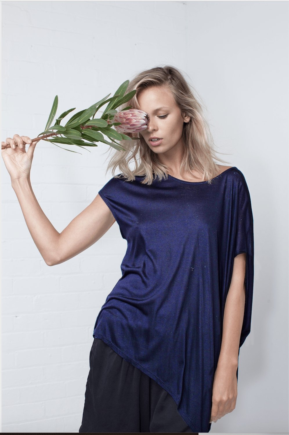 Tluxe BAMBOO ASYMMETRIC TOP - MIDNIGHT Tops Stride