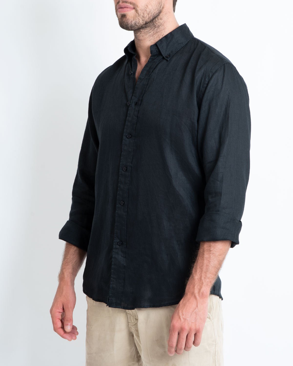 DESTii Black Long Sleeve Linen Shirt-DESTii-stride