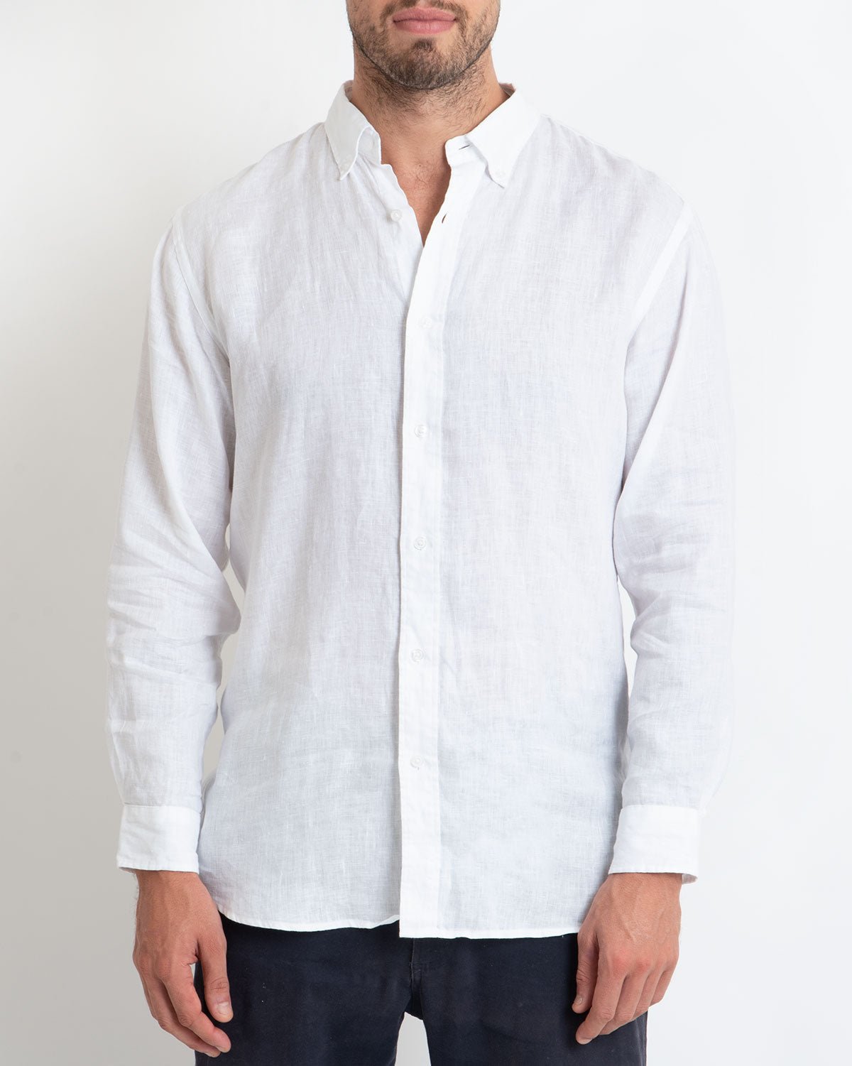 DESTii White Long Sleeve Linen Shirt-DESTii-stride