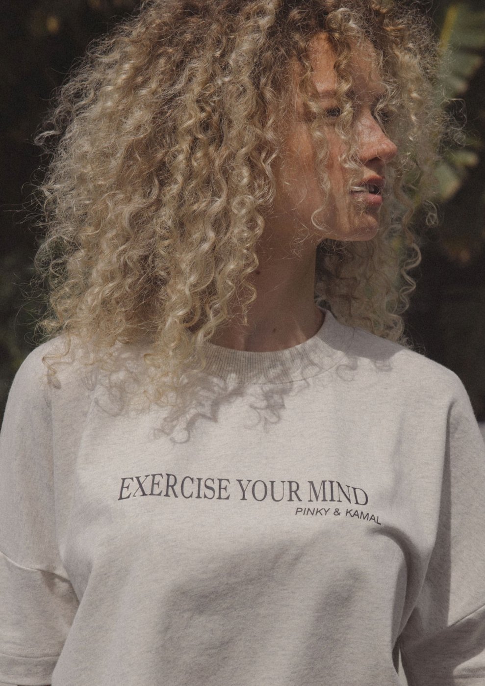 Exercise Your Mind T-Shirt - Grey Marle-Pinky & Kamal-stride