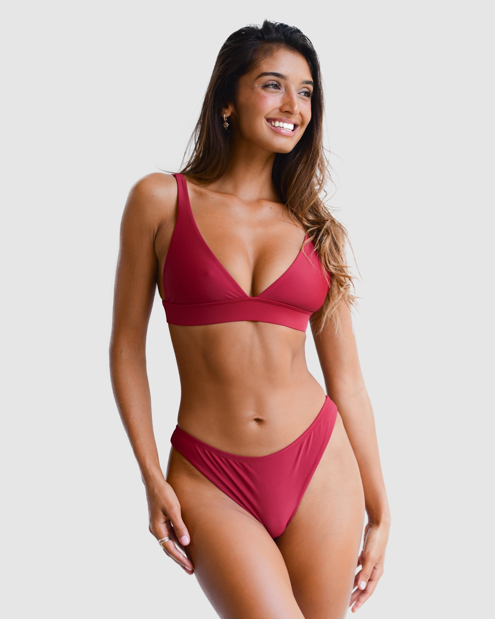 Ibiza Maroon G-String Bikini Bottom-Cali Rae-stride