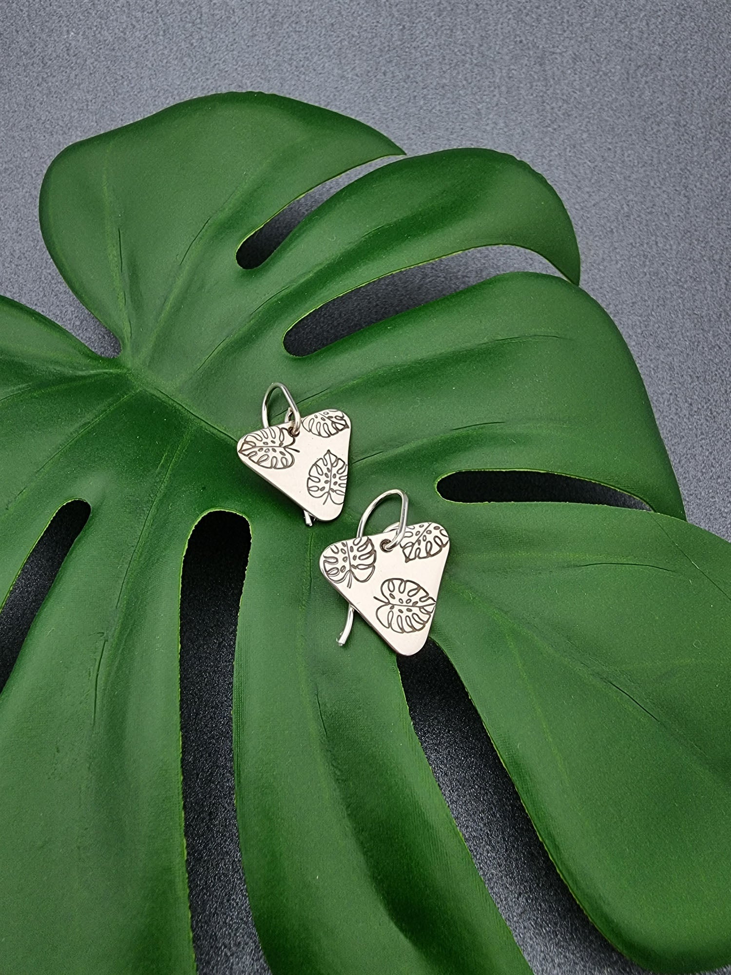 JUNGLE DREAMS - Monstera triangle earrings-Erin K Jewellery-stride