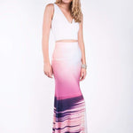 Women's elegant Maxi Skirt with "Angel" sunset print-Why Mary-stride