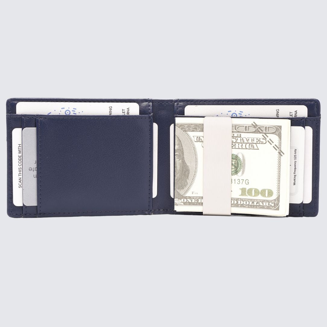 Yamba Vegan Minimalist Slim Bifold Wallet I Blue