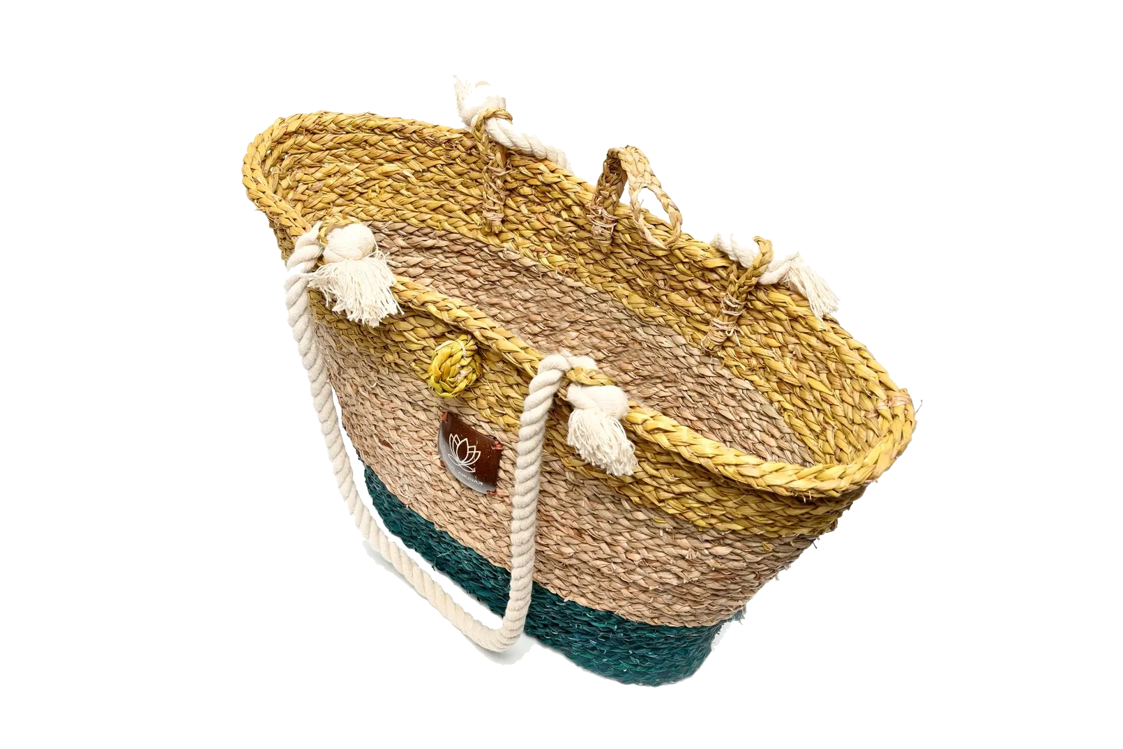 The Beach Bag - Yellow, Natural & Sea Green Turquoise