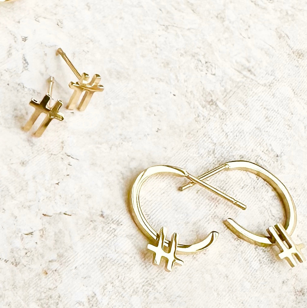 Swish Gold Stud Earrings