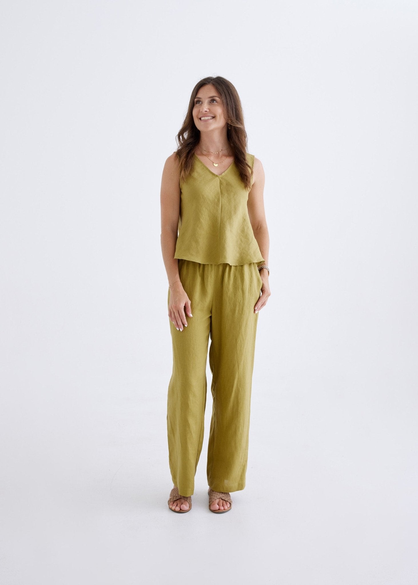 Amy Linen Top in Olive-Devina Louise-stride