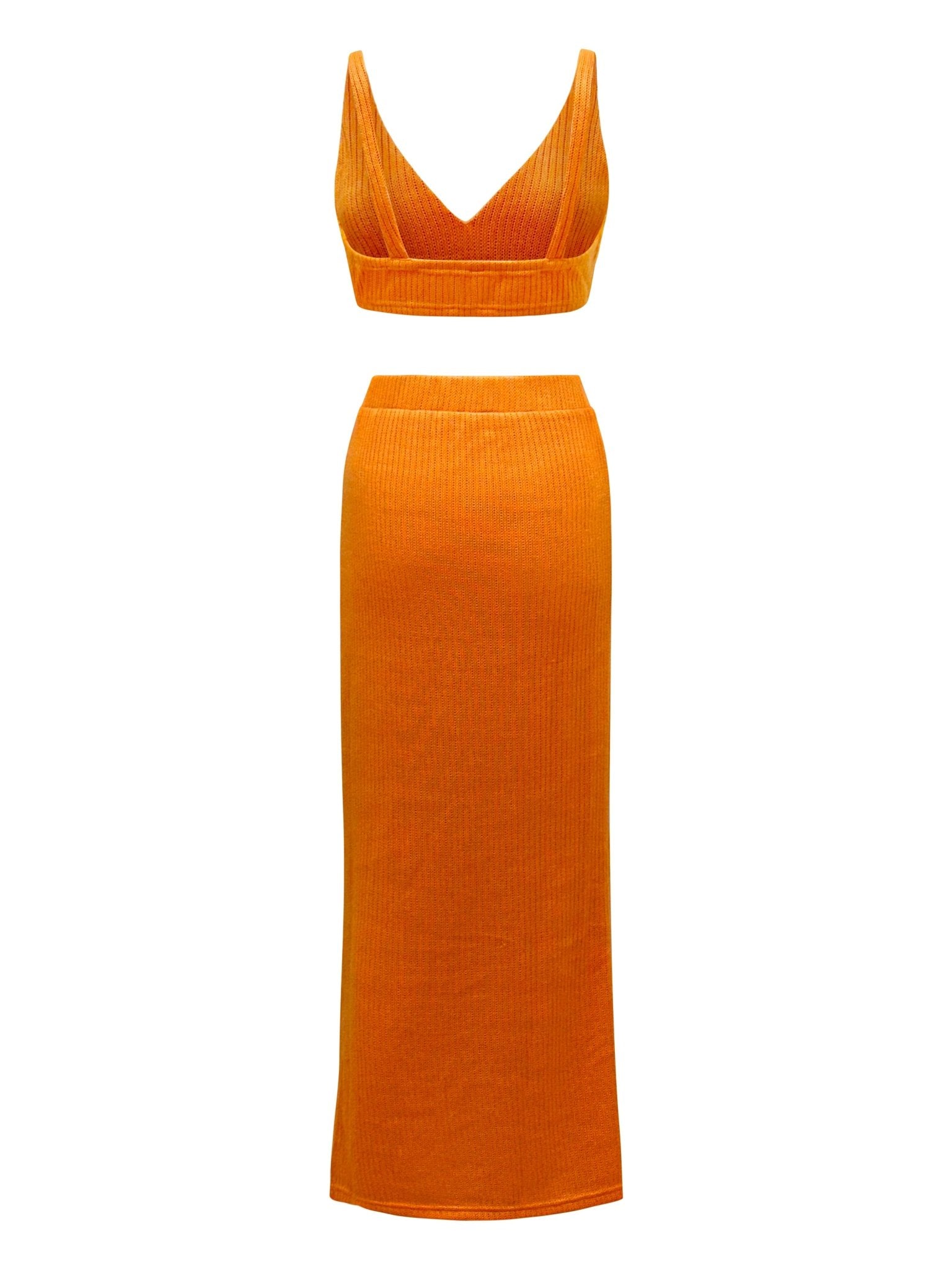 "Arancia" Orange Crop Top & Maxi Pencil Skirt - Why Mary - stride