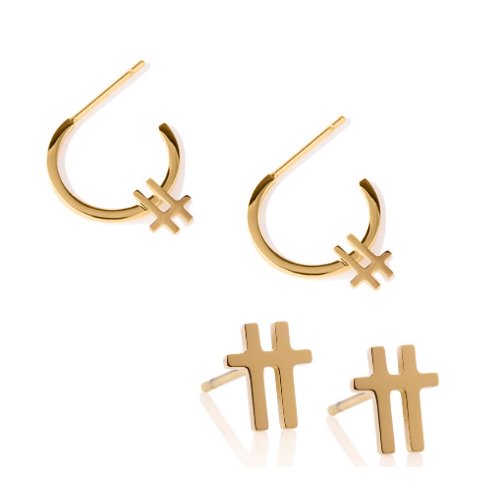 Baseline Hoop & Swish Stud Gold Earrings Bundle-EVER Jewellery-stride