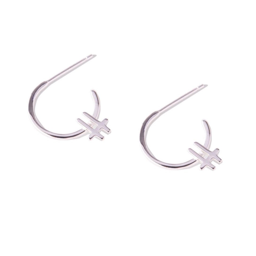 Baseline Silver Hoop Earrings-EVER Jewellery-stride