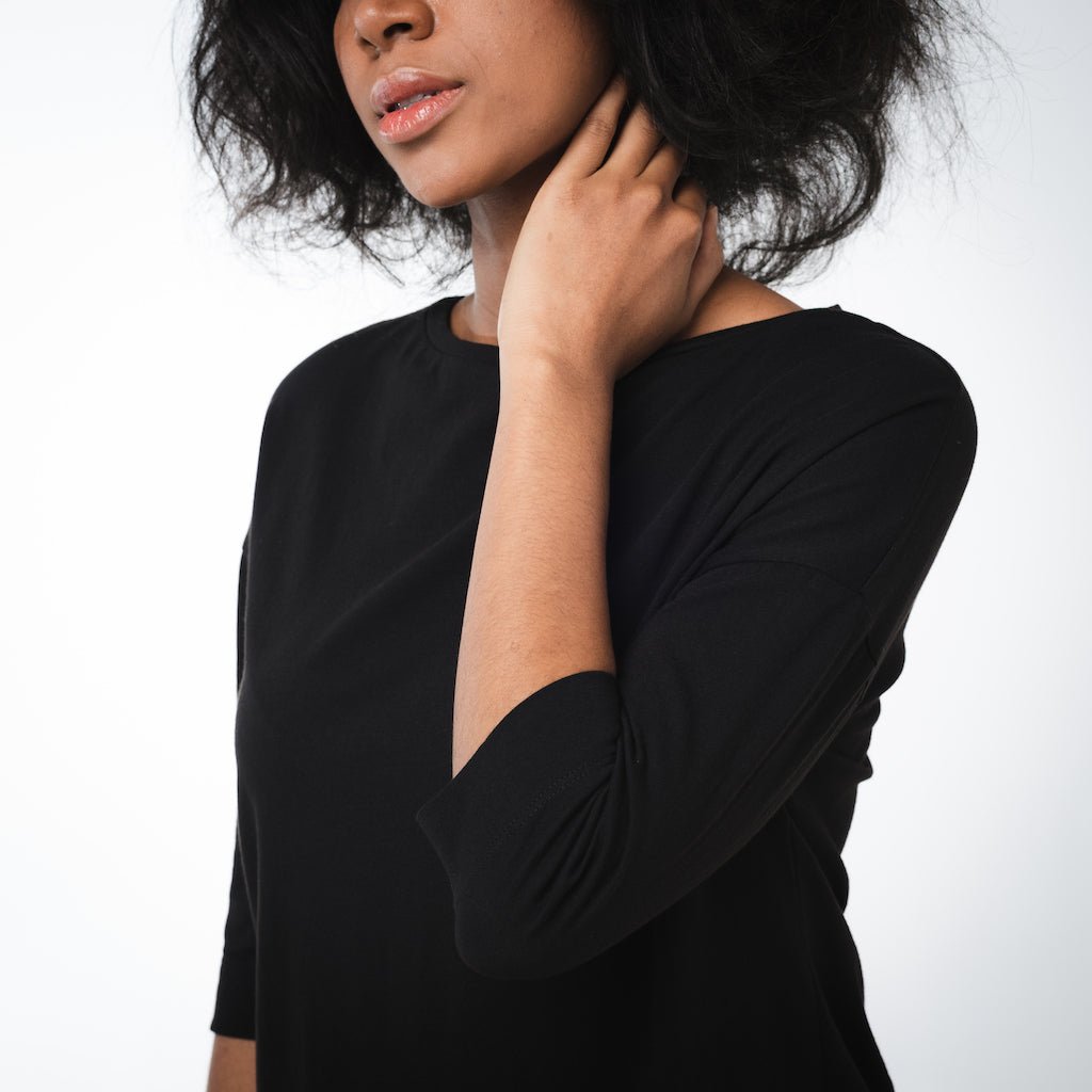 Boat Neck 3/4 Sleeve Top | Burgundy - Dorsu - stride