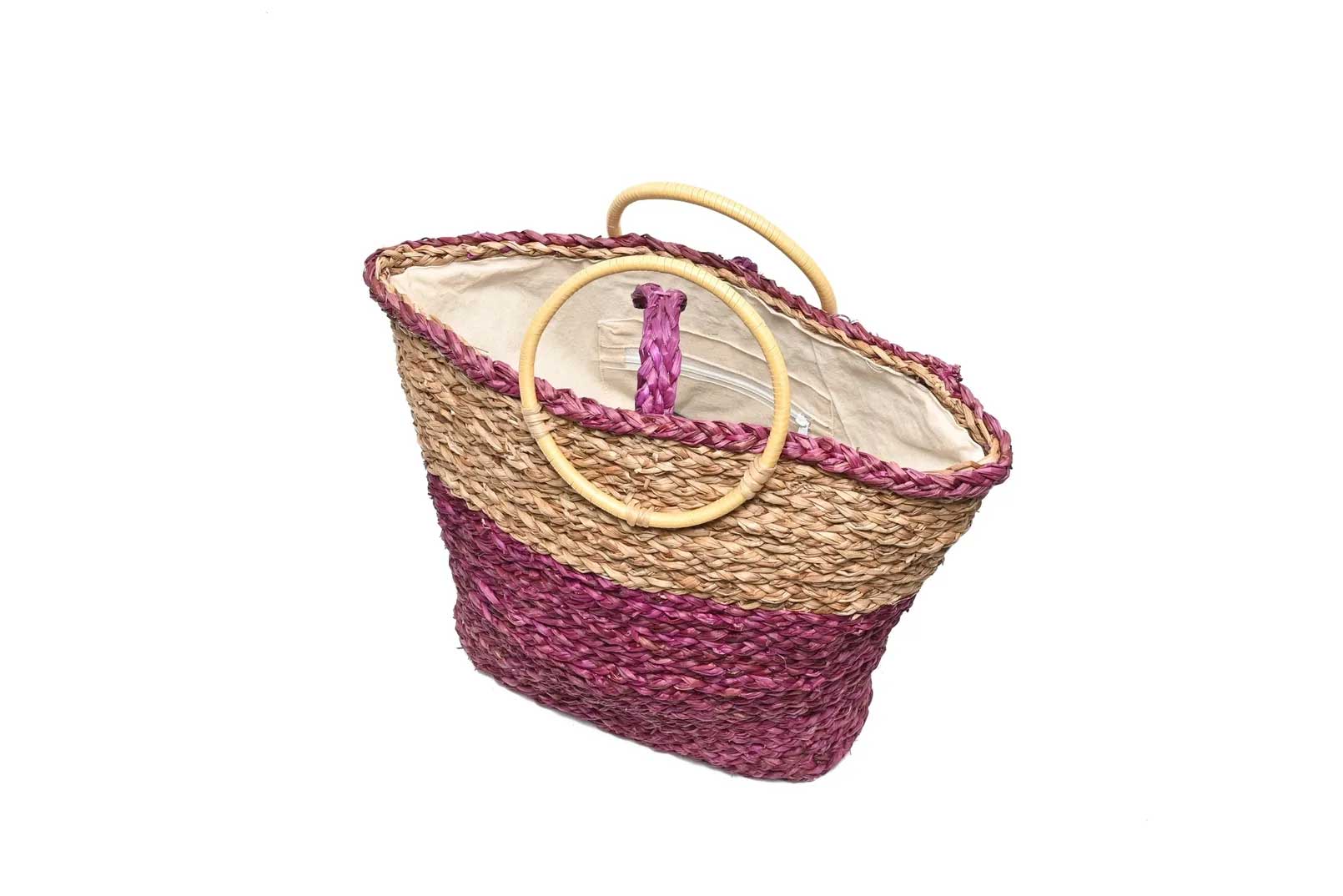 Cane Handle Bag - Pink & Natural-Karuna Dawn-stride