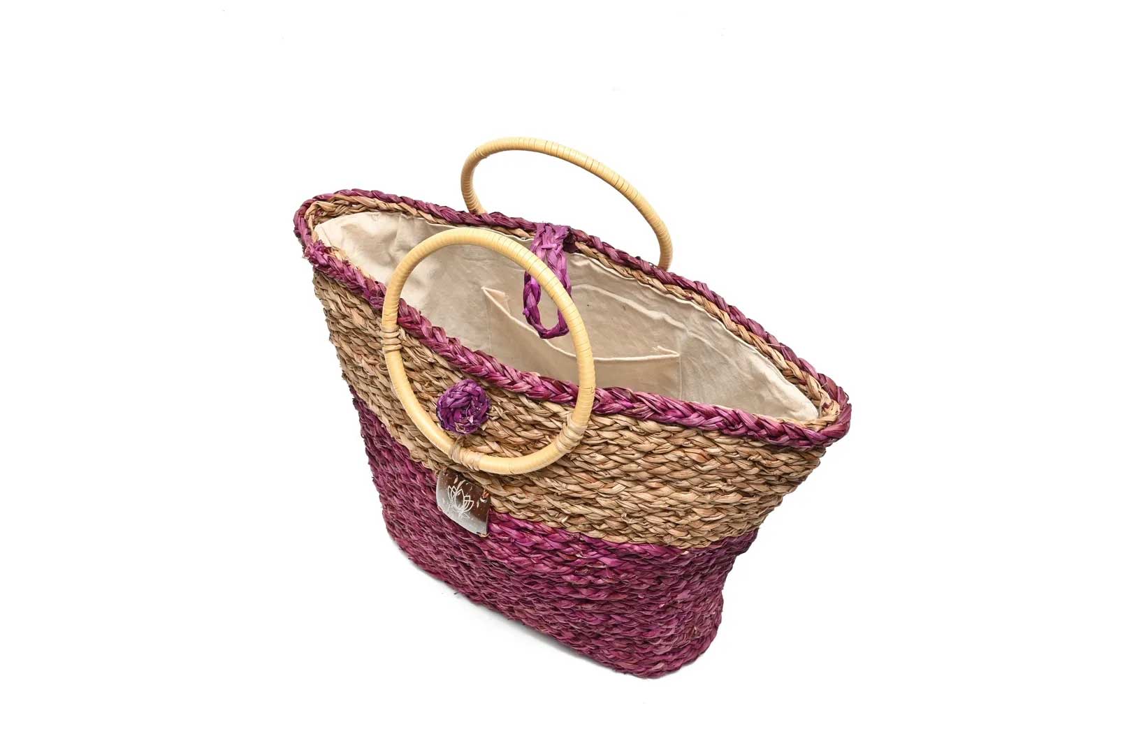 Cane Handle Bag - Pink & Natural-Karuna Dawn-stride