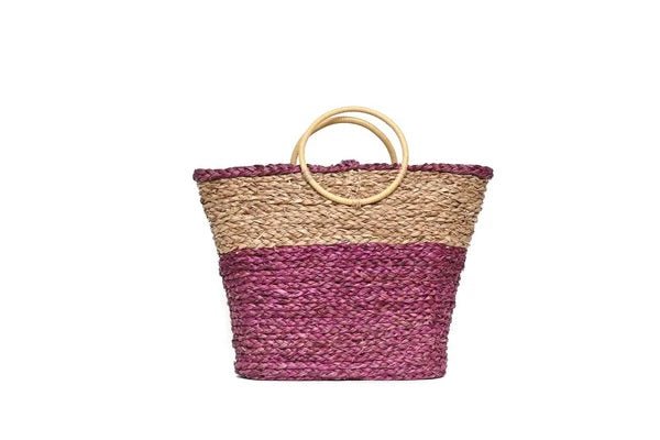 Cane Handle Bag - Pink & Natural-Karuna Dawn-stride