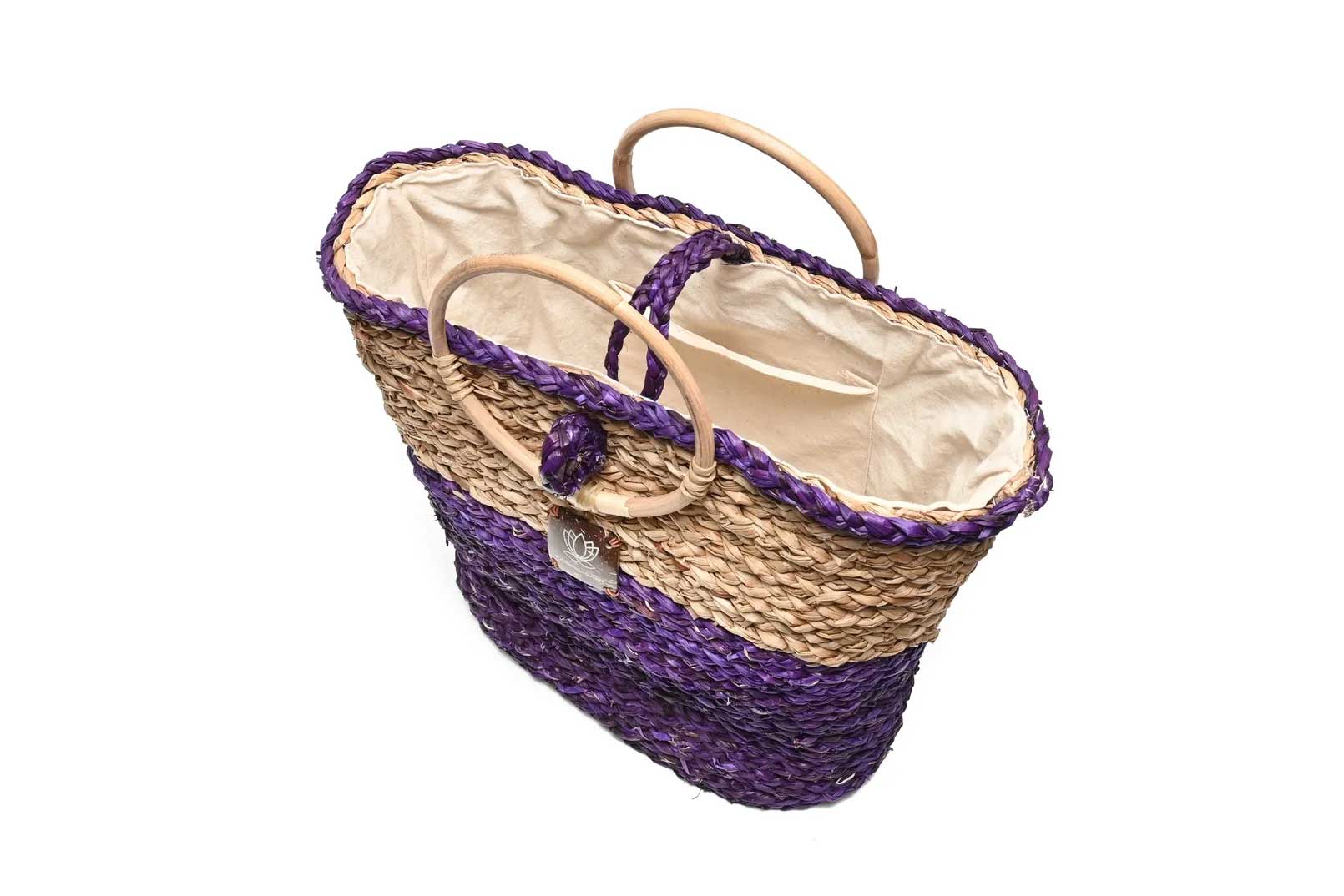 Cane Handle Bag - Purple & Natural-Karuna Dawn-stride