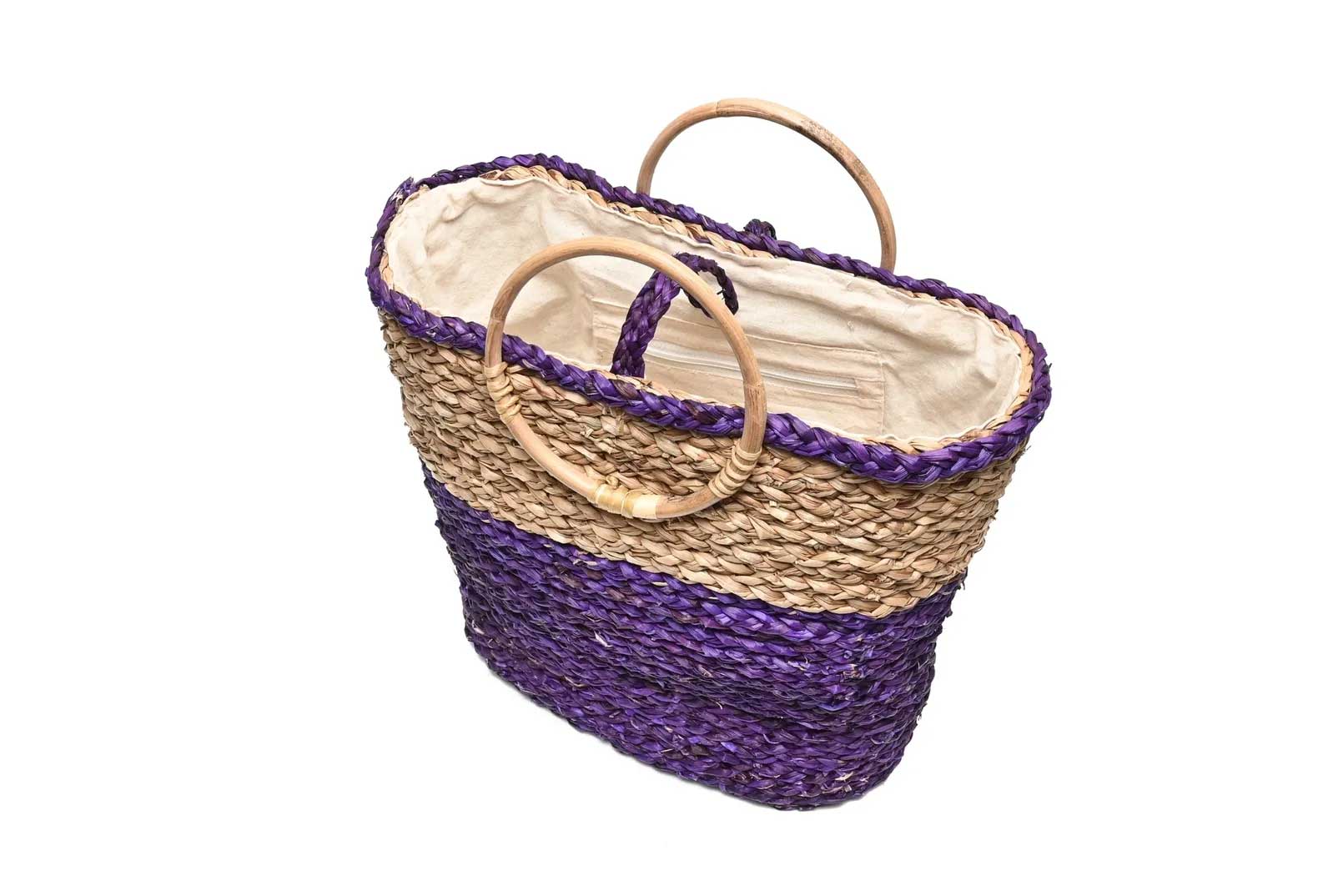 Cane Handle Bag - Purple & Natural-Karuna Dawn-stride