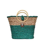 Cane Handle Bag - Sea Green Turquoise & Natural-Karuna Dawn-stride