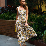 Catherine Dress Golden Wattles in Organic Cotton - Devoi - stride