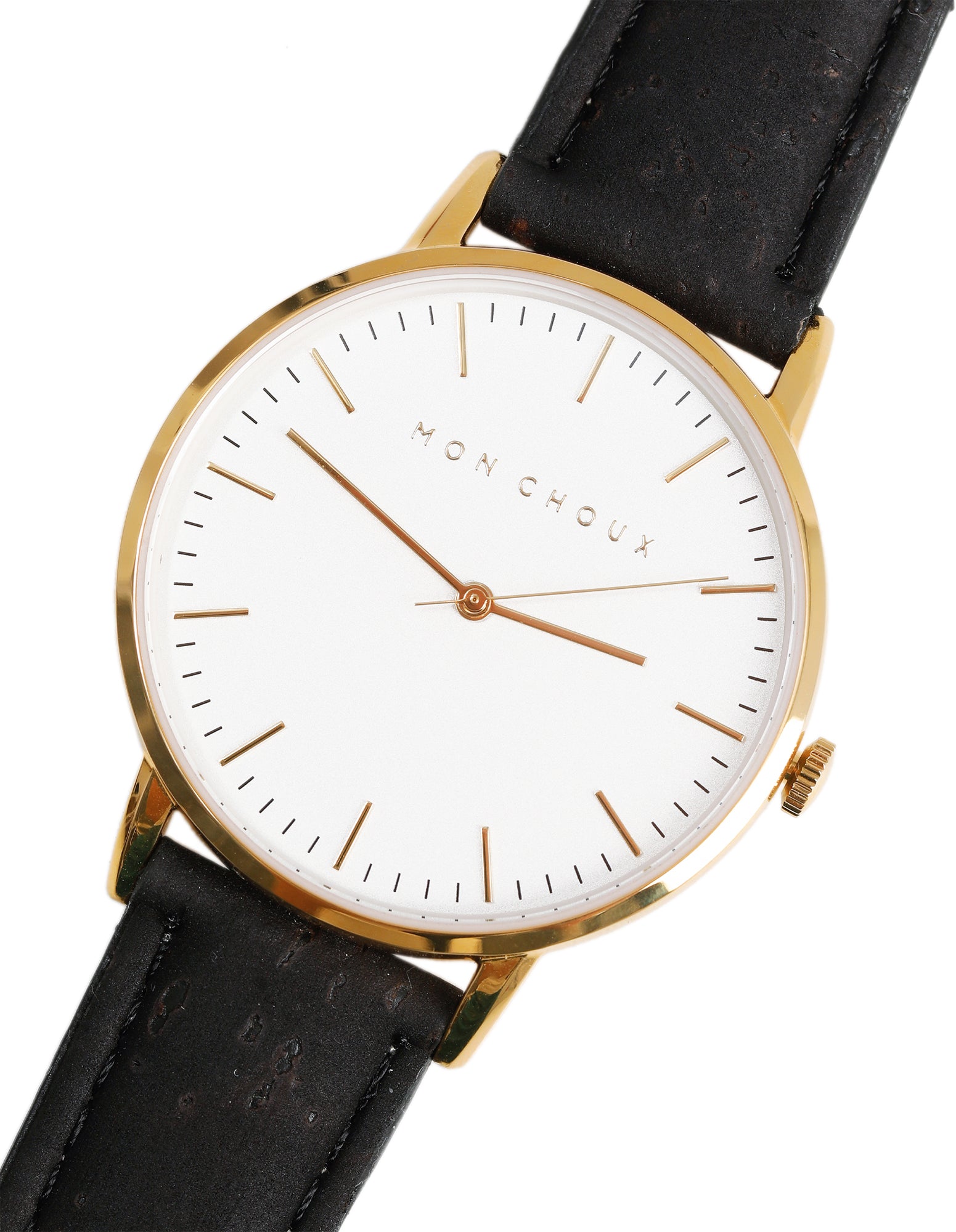 CLASSIC - WHITE/GOLD - BLACK CORK LEATHER | VEGAN - Mon Choux - stride