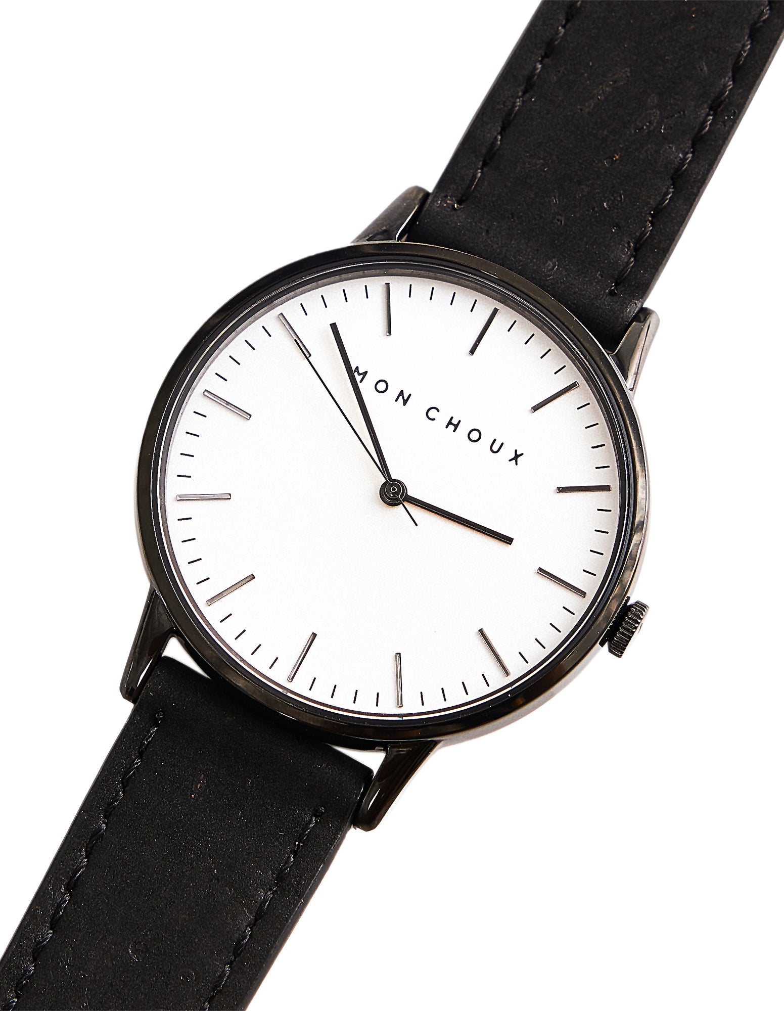CLASSIC - WHITE/NOIR - BLACK CORK LEATHER | VEGAN - Mon Choux - stride