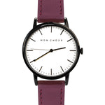 CLASSIC - WHITE/NOIR - BURGUNDY VEGAN LEATHER - Mon Choux - stride