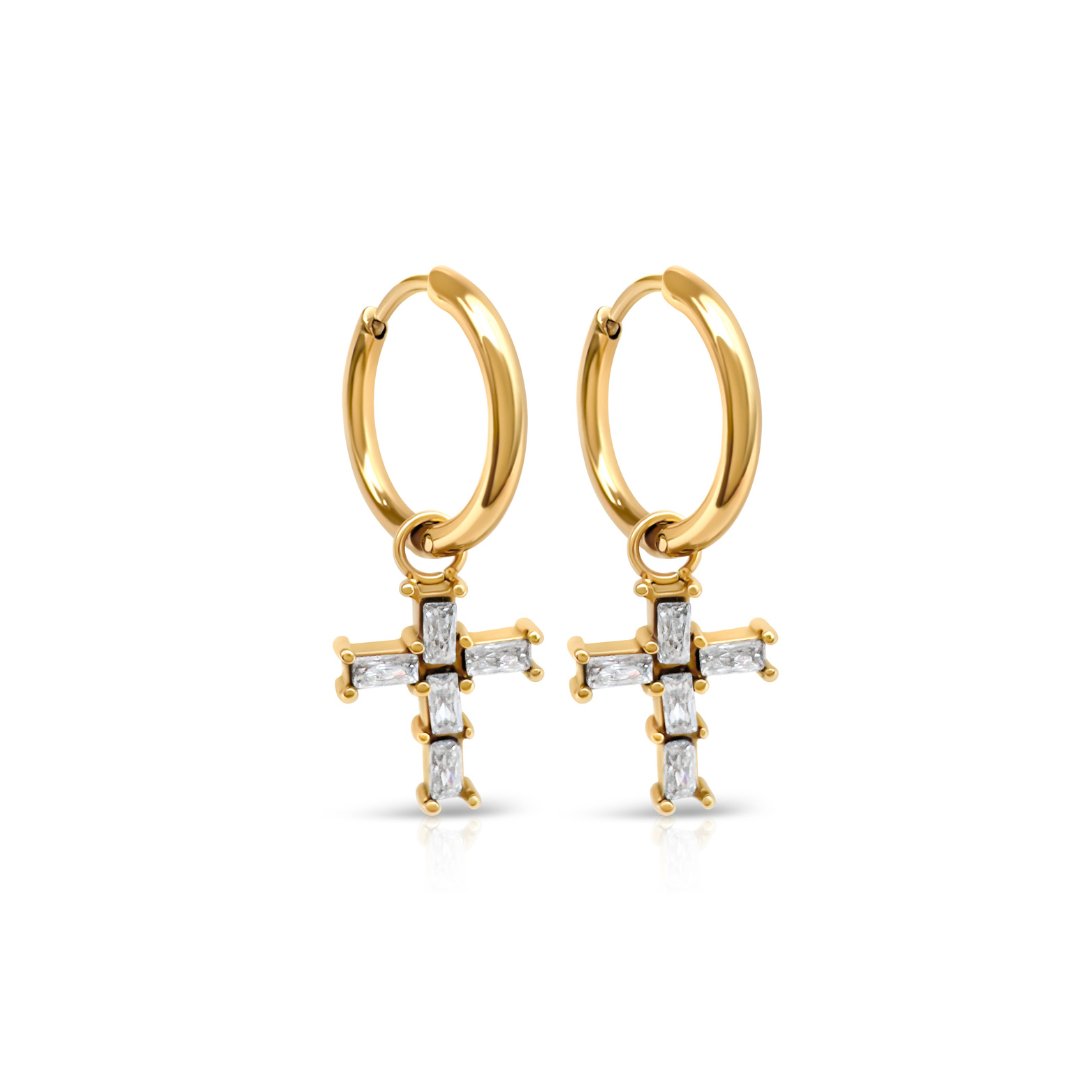 Cross Over Huggie Earrings-EVER Jewellery-stride