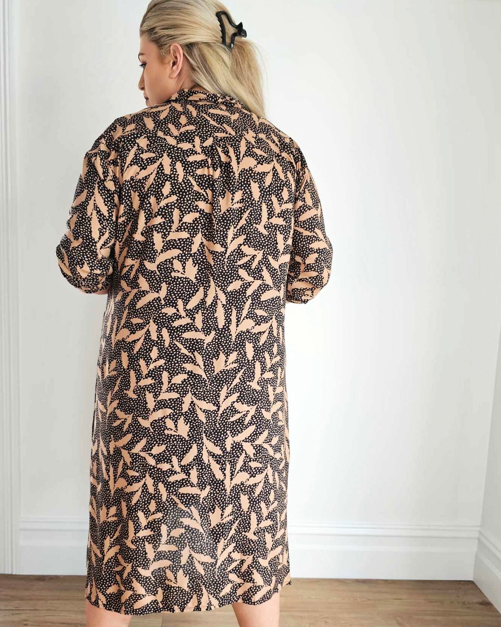 French Girl Midi Shirt Dress // Leaf Multi - Hope & Harvest - stride