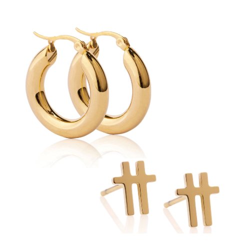 Hustle Hoops + Swish Gold Stud Earrings Bundle-EVER Jewellery-stride