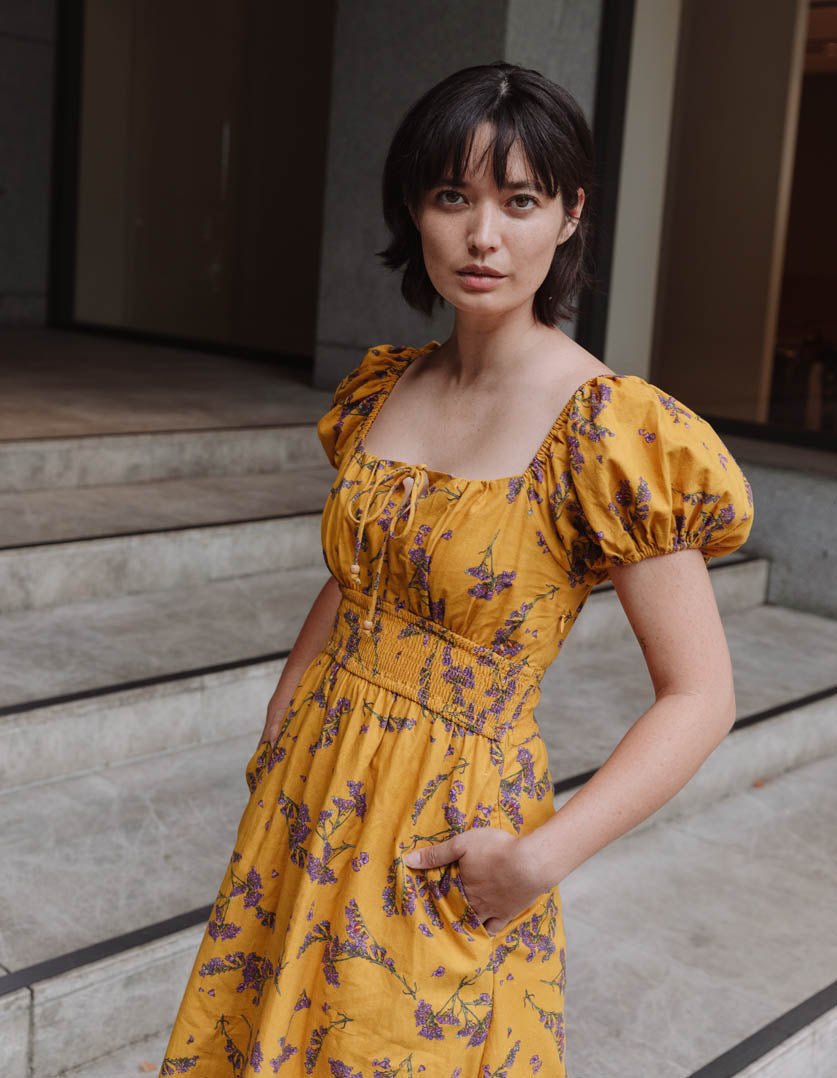 Keira Dress Scalavender in Linen - Devoi - stride