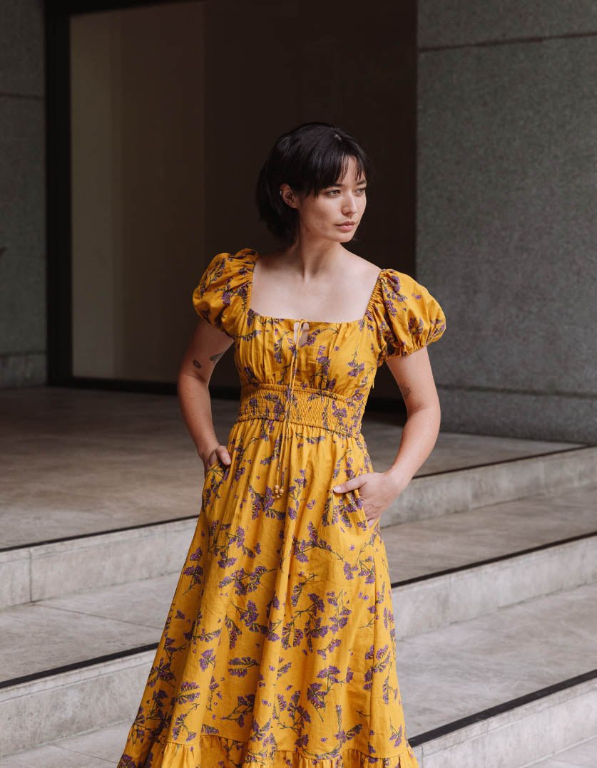 Keira Dress Scalavender in Linen - Devoi - stride