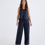 Lana Linen Pants in Navy-Devina Louise-stride