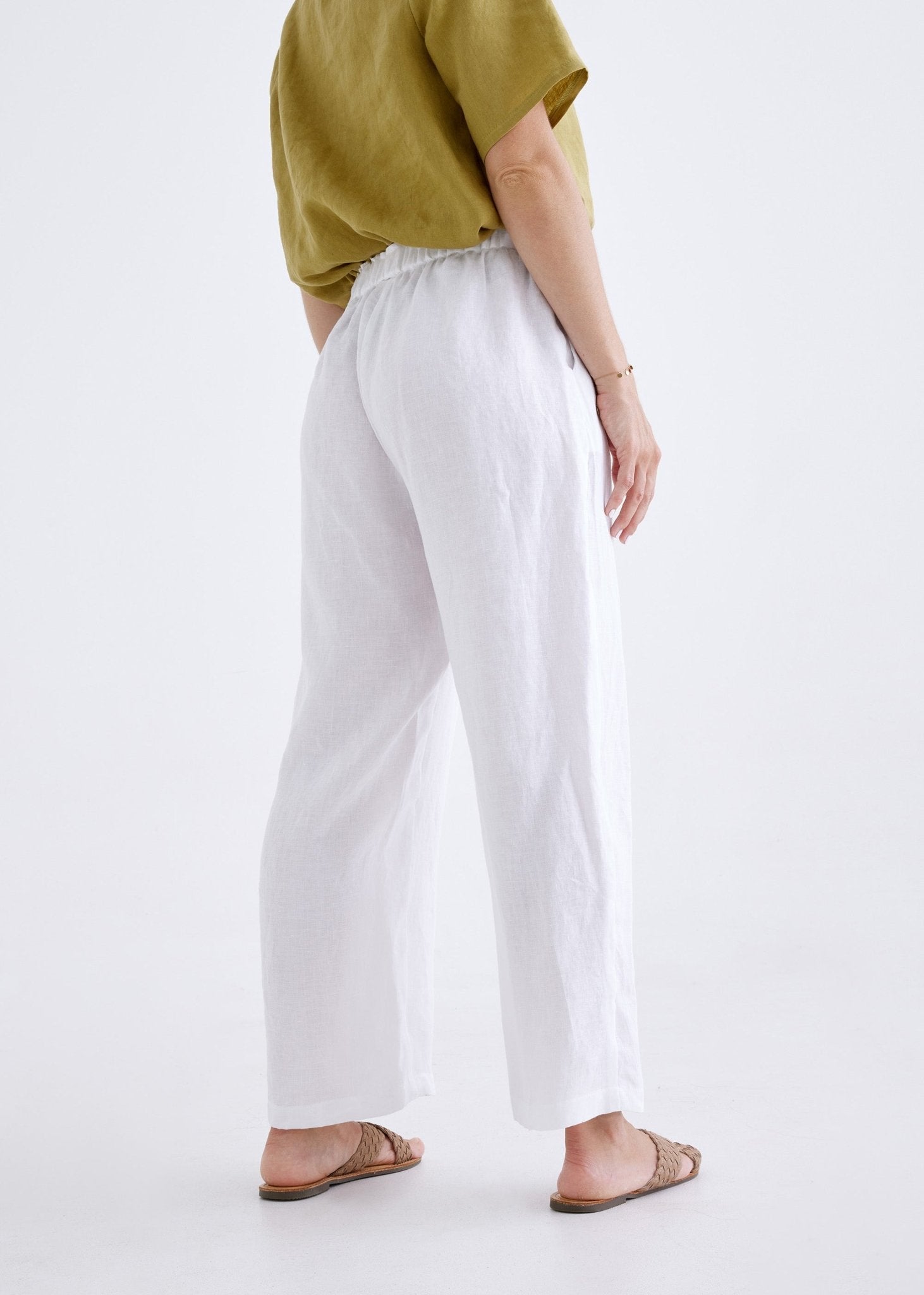 Lana Linen Pants in White-Devina Louise-stride