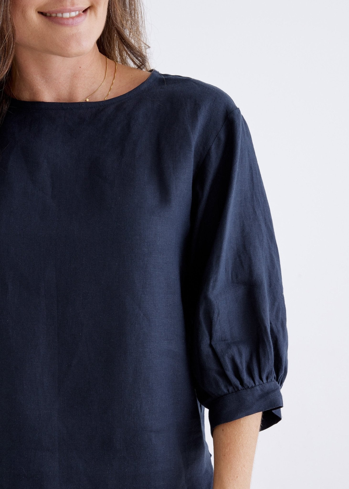 Laura Linen Top in Navy-Devina Louise-stride