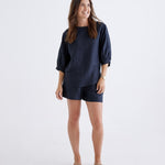 Laura Linen Top in Navy-Devina Louise-stride
