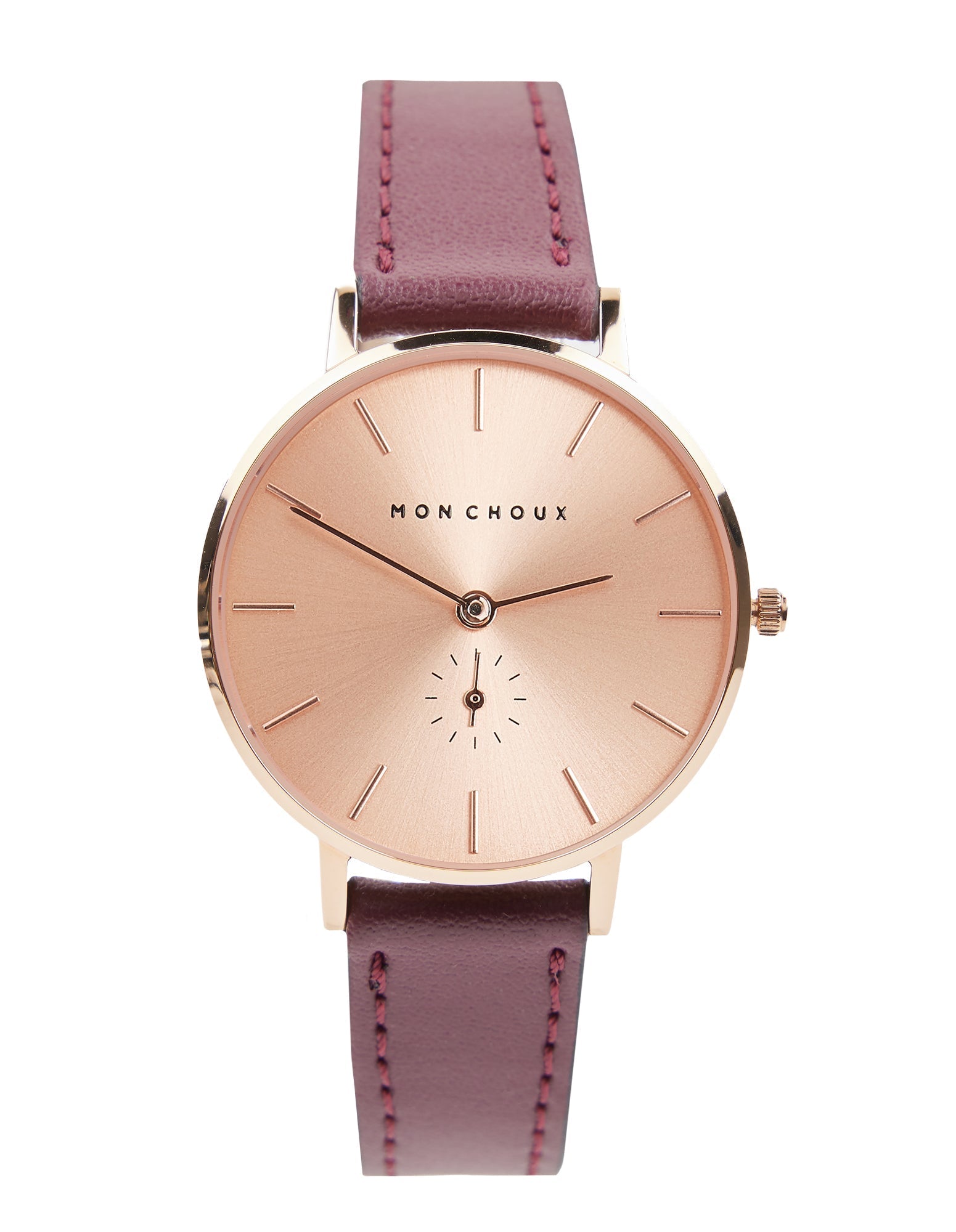 LILLE - ROSE GOLD TONE - BURGUNDY VEGAN LEATHER - Mon Choux - stride