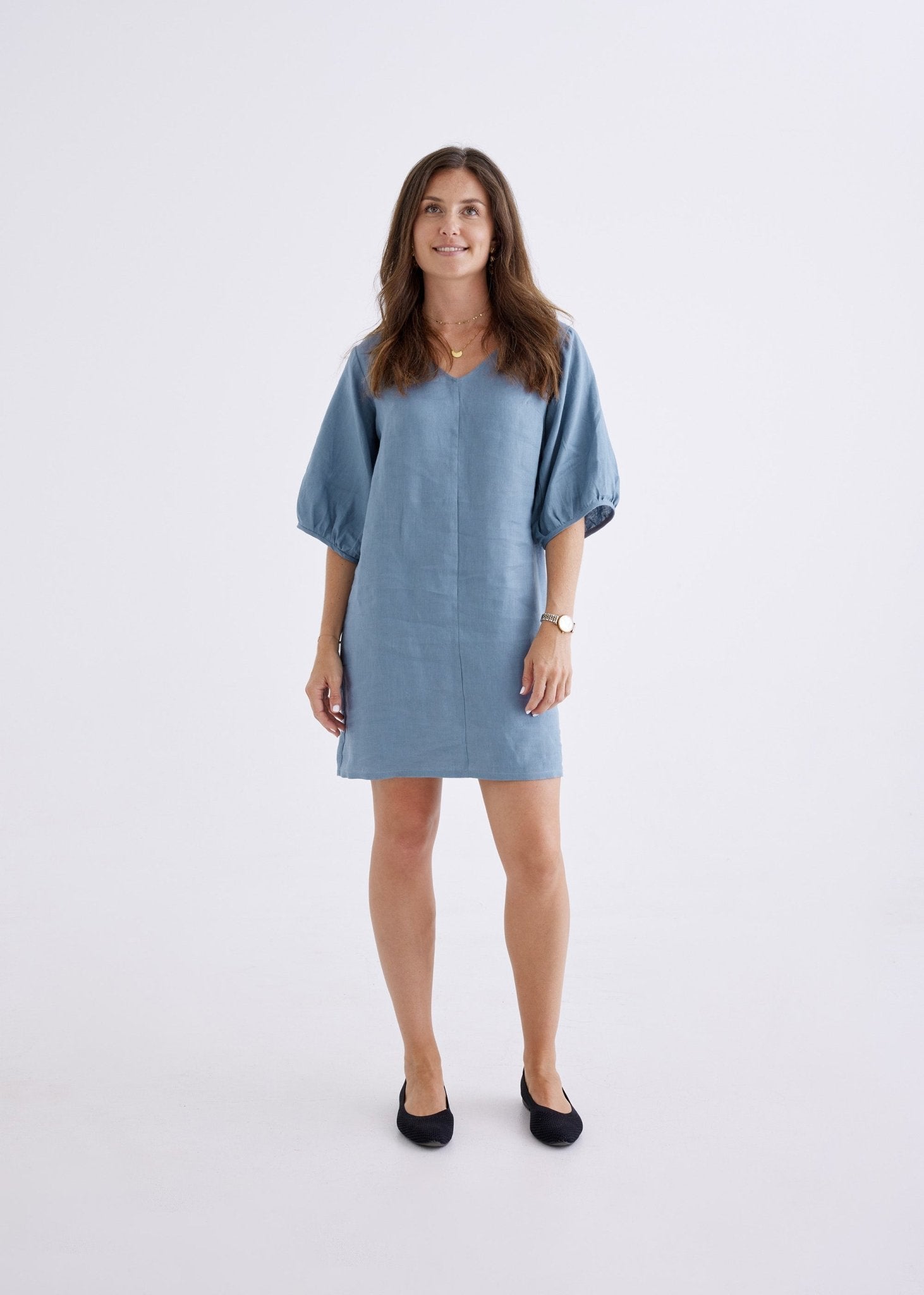 Lily Linen Dress in Liberty Blue-Devina Louise-stride