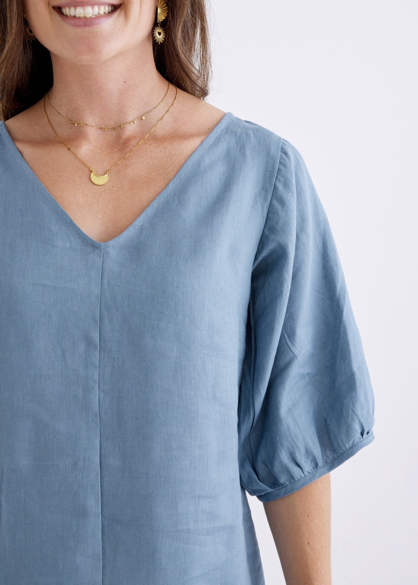 Lily Linen Dress in Liberty Blue-Devina Louise-stride