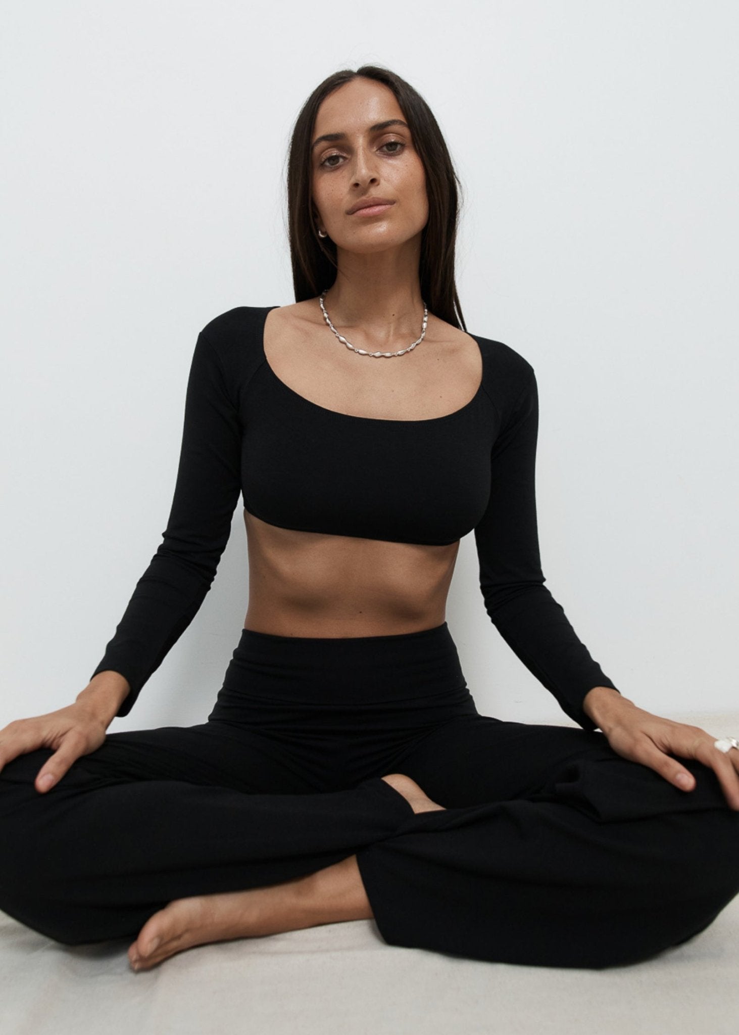 Long Sleeve Crop - Black - Pinky & Kamal - stride