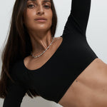 Long Sleeve Crop - Black - Pinky & Kamal - stride