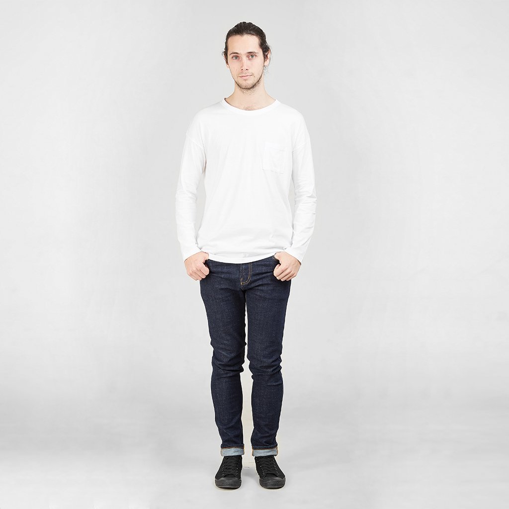 Long Sleeve Pocket T - Shirt | White - Dorsu - stride