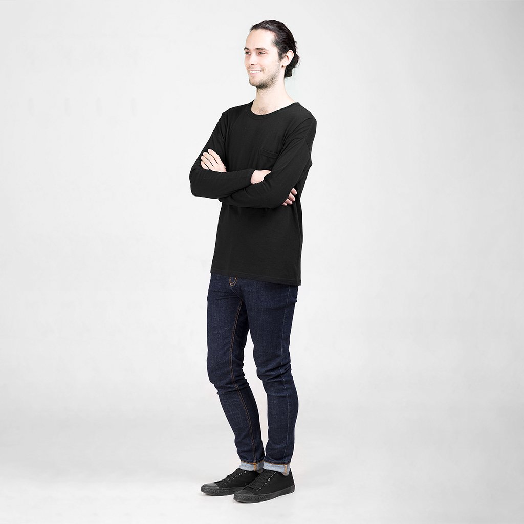 Long Sleeved Pocket T - Shirt | Black - Dorsu - stride