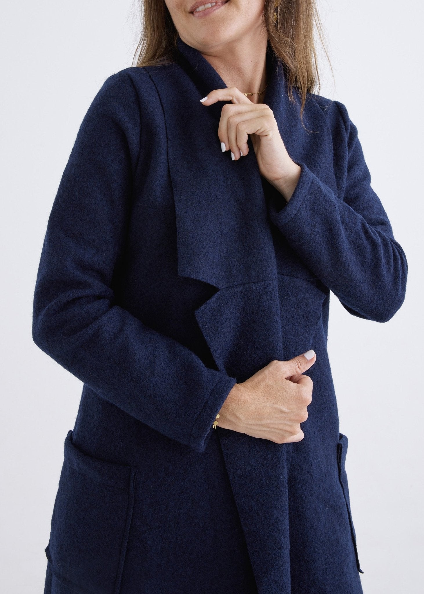 Merino Coat in Navy-Devina Louise-stride