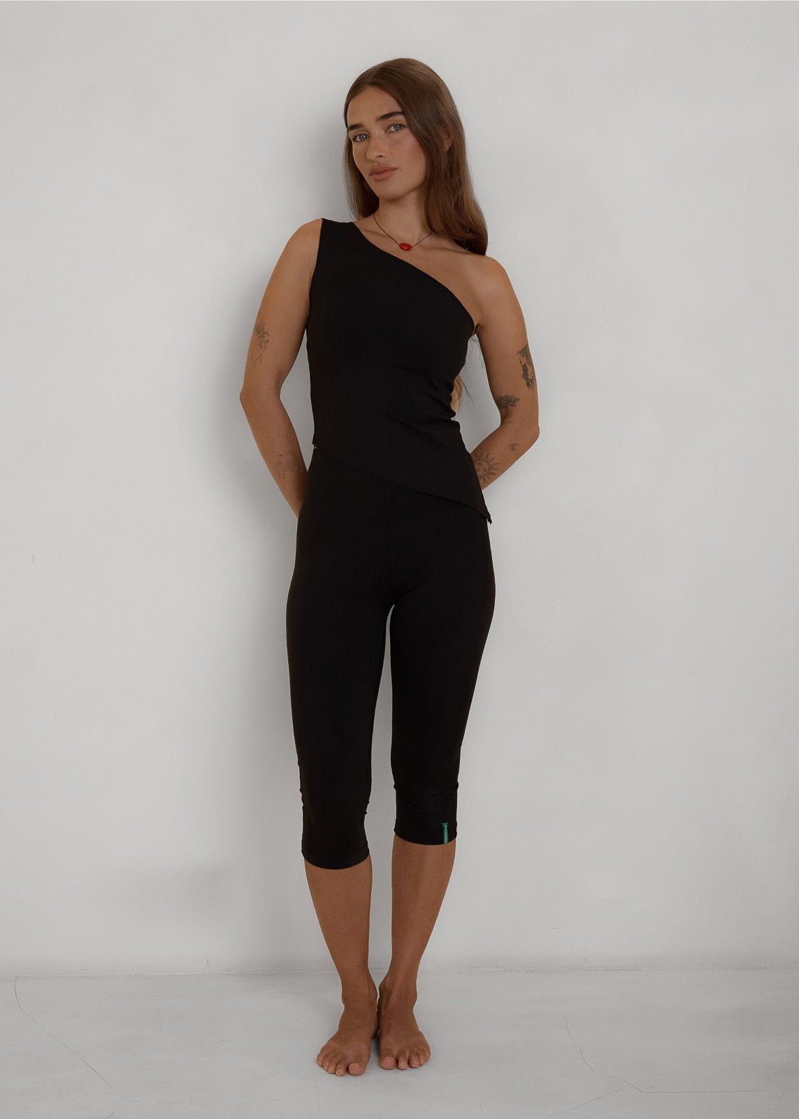 One Shoulder Asym Hem Tank - Black - Pinky & Kamal - stride