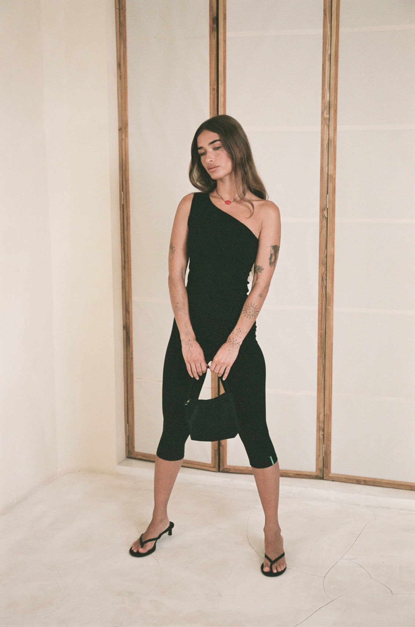 One Shoulder Asym Hem Tank - Black - Pinky & Kamal - stride