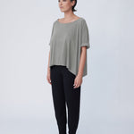 Organic Cotton Folded Sleeve Oversize Top - Clay - Tluxe - stride