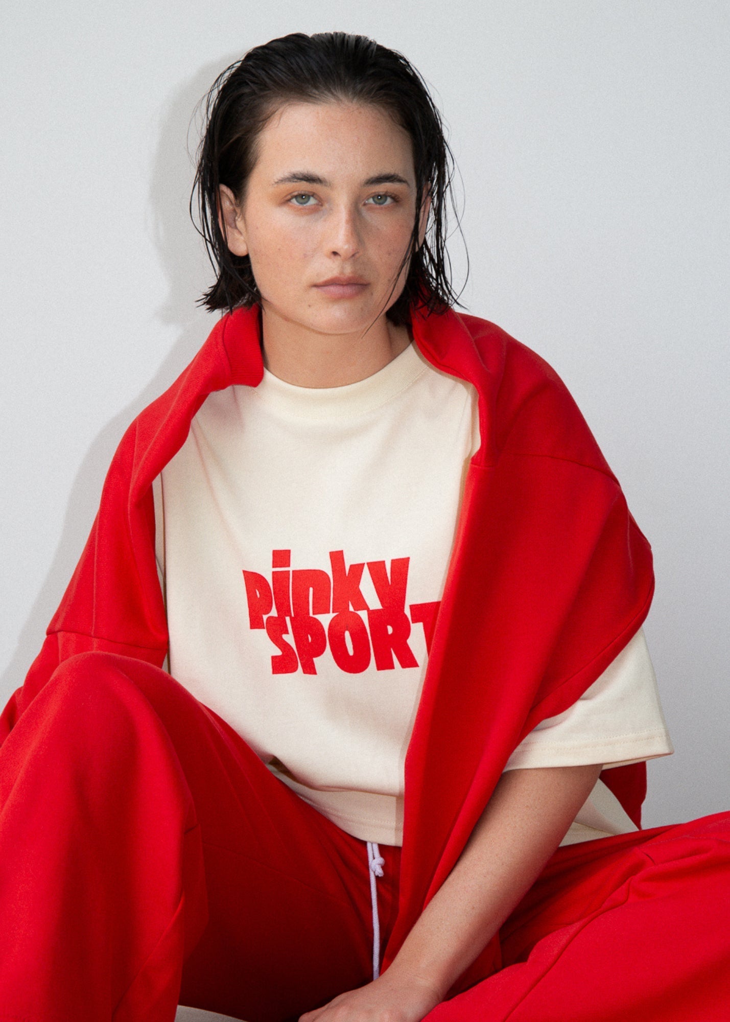 PK x ICONIC - Pinky Sport T-Shirt Cream/Red - Pinky & Kamal - stride
