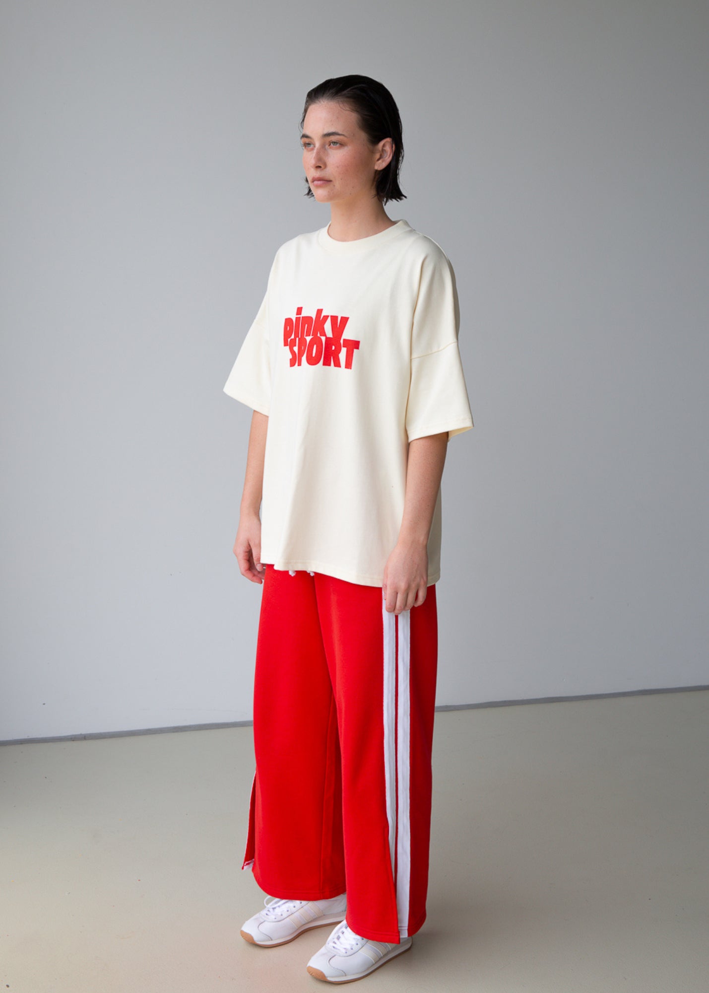 PK x ICONIC - Pinky Sport T-Shirt Cream/Red - Pinky & Kamal - stride
