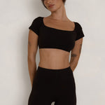 Scoop T-shirt Crop Top - Black - Pinky & Kamal - stride